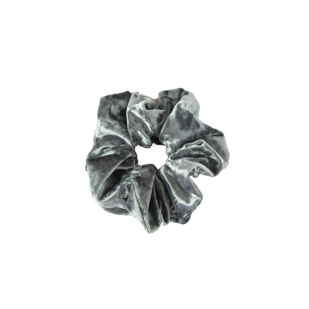 Dark Gray Velvet Scrunchie | Big Scrunchies | Fashion Hair Ties | Shiny